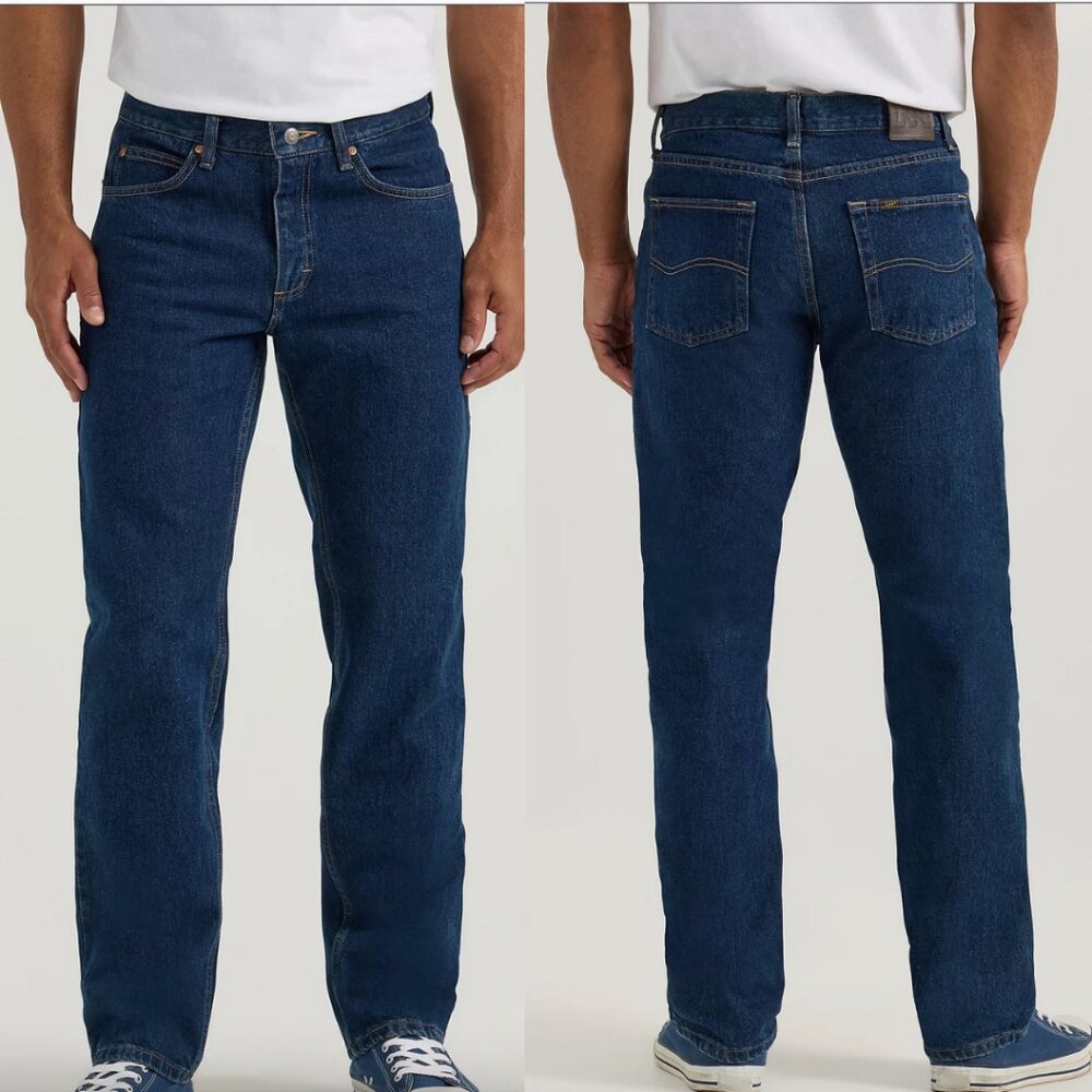 NWT 40x30 Men's Lee Denim Jeans, Regular Fit, Comfort Stretch, Straight Leg